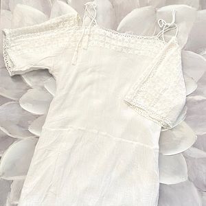 Zara off-shoulder White linen dress